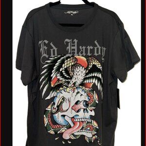 Men's Ed Hardy Graphic T-Shirt: Skull, Heart, Falcon